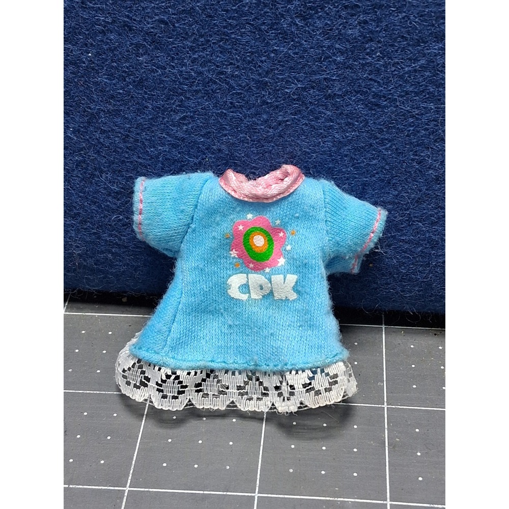Cabbage Patch Kids Doll Dress Blue CPK Flower Logo Lace Trim Vintage Accessory
